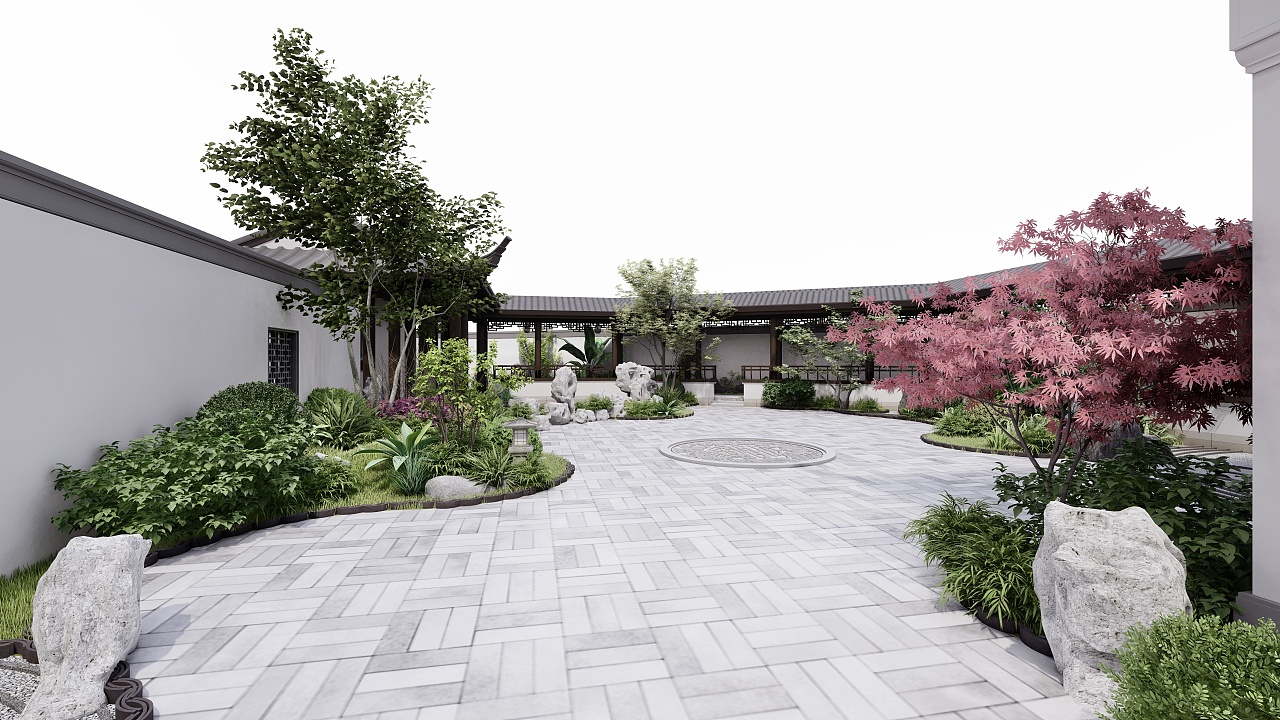 (中式庭院)su2021lumion10.0|空間|景觀設(shè)計|賢臣壹品